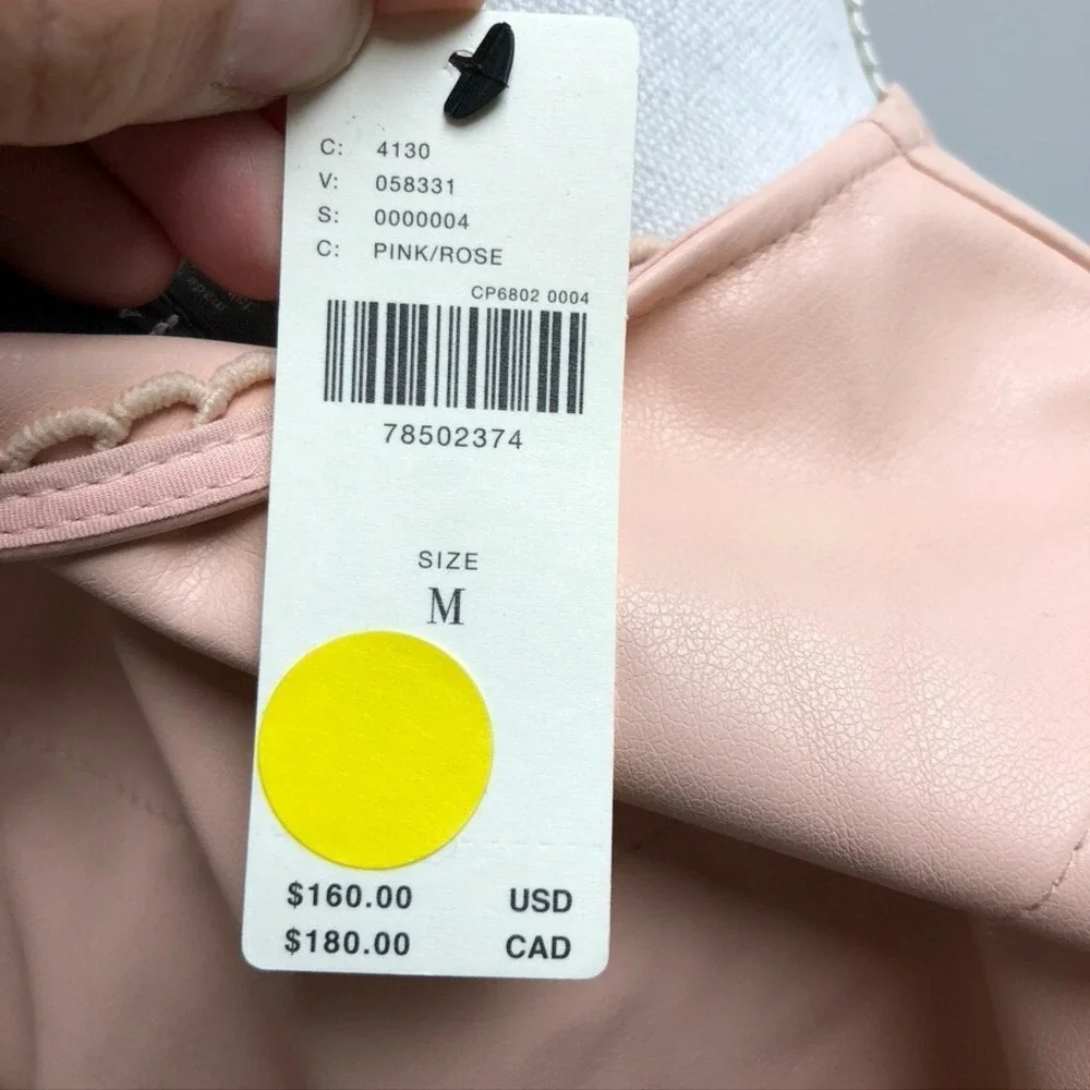 Anthropologie Faux Leather Fit And Flare Dress Womens Medium Pink Coquette